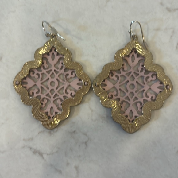 Pink & Gold Metal Earrings - Picture 2 of 2
